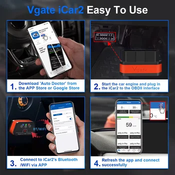 Skener Vgate iCar2 OBD2 z roku 2025 s Bluetooth/Wifi verzí, diagnostické nástroje pro auta/motocykly, podporuje TuneECU pro motocykly Triumph 8 nejlepší prodej triumf skeneru - №7