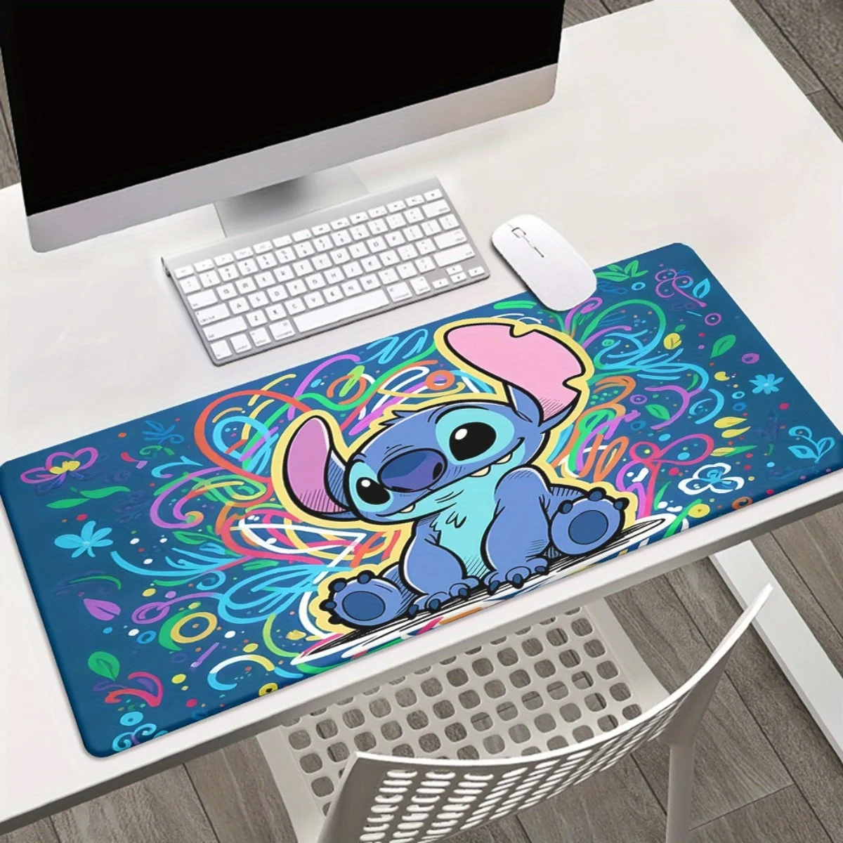 1pc Lilo & Stitch XXL Mouse Pad - Vibrant Non-Slip Rubber Base, Large Desk Mat for Gaming & Office Decor, Colorful Stitch Design