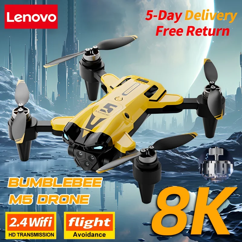 

Lenovo M5 Drone 8K Professional HD Triple Camera Brushless Motor Optical Flow Positioning Foldable Quadcopter RC Drone Toy New