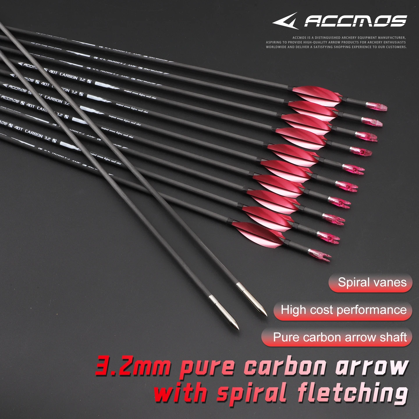 ID3.2mm 100% Carbon Arrows Spine350 400 450 500 550 600 650 700 750 800 850 900 1000 Spin Wing Vane for Archery Hunting Shooting