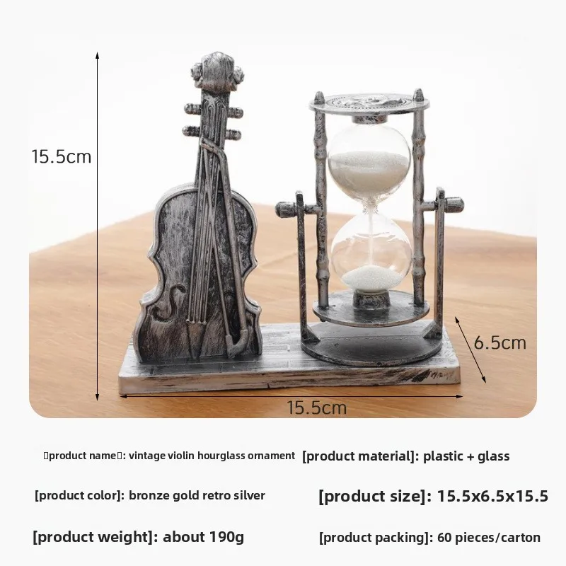 Vintage Violin Hourglass Ornaments Creative Christmas Gift Decorative Ornaments Plastic Wooden Crafts