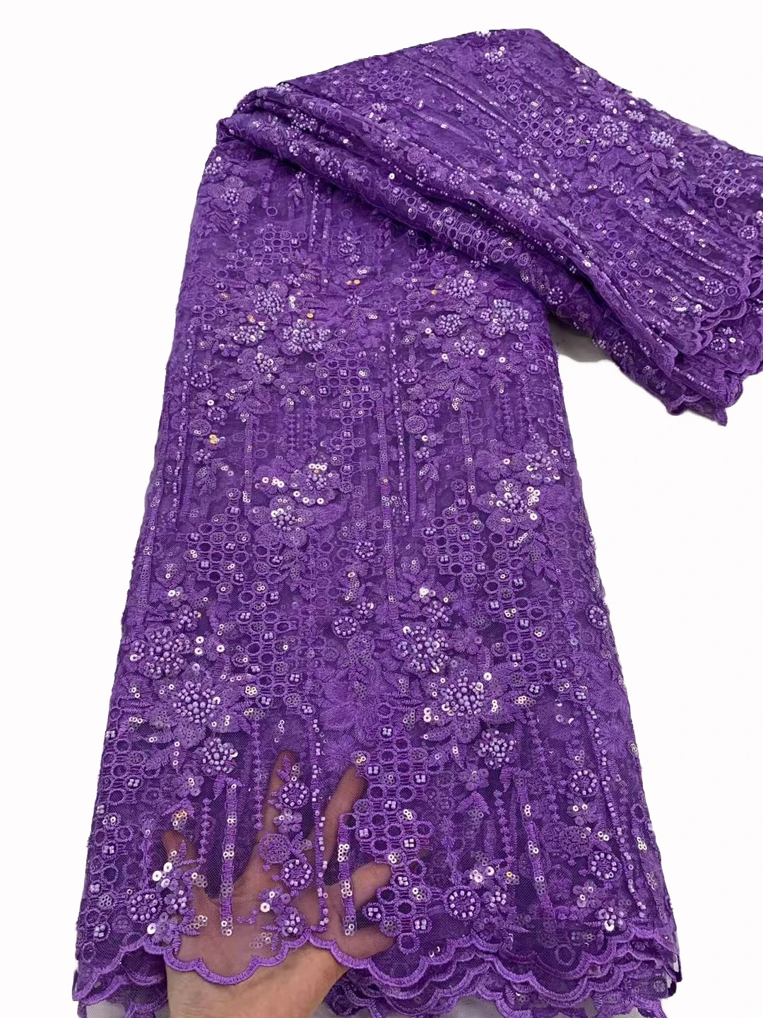 

Luxury high-end tulle lace embroidery mesh bubble bead embroidery, African sequin wedding dress fabric 5 yards