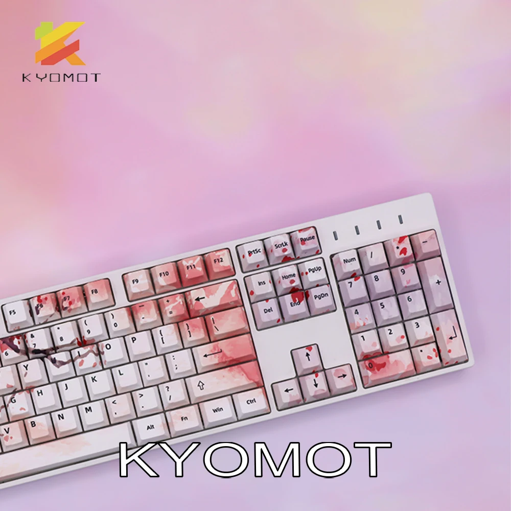 Imagem -04 - Kyomot Cherry Blossom Keycaps Temáticos Pbt Dye-perfil de Sublimação Cereja 127 Chaves Keycap para Teclado Mecânico do Interruptor de Ikbc mx