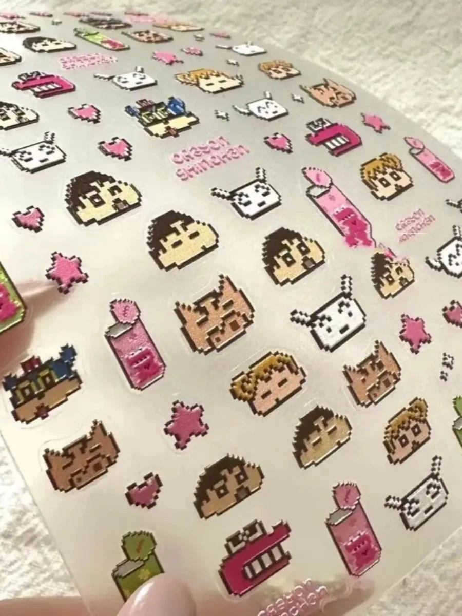 3 Stück Kawaii Crayon Shin Chan PET-Aufkleber im japanischen Pixel-Stil, niedliche Handyhüllen-Aufkleber für Junk Journal und Scrapbooking-Zubehör