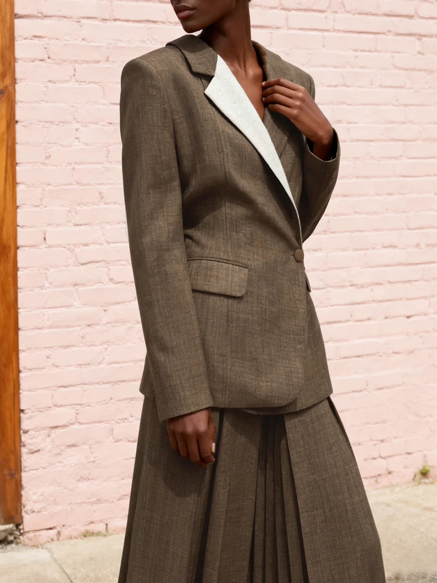 VGH Giacche eleganti da pendolare dimagranti per donna Scollo a V Manica lunga Tasche impiombate Giacca autunnale firmata Stile moda femminile