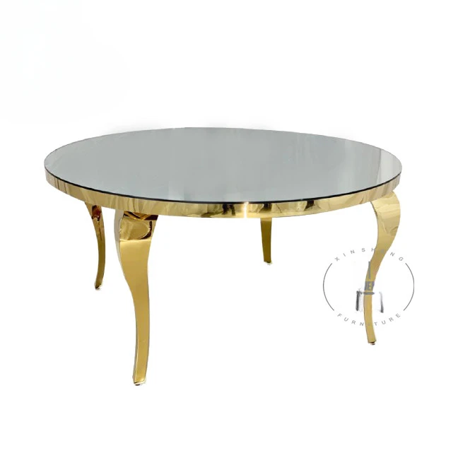 Wedding furniture stainless steel frame dining table for party banquet