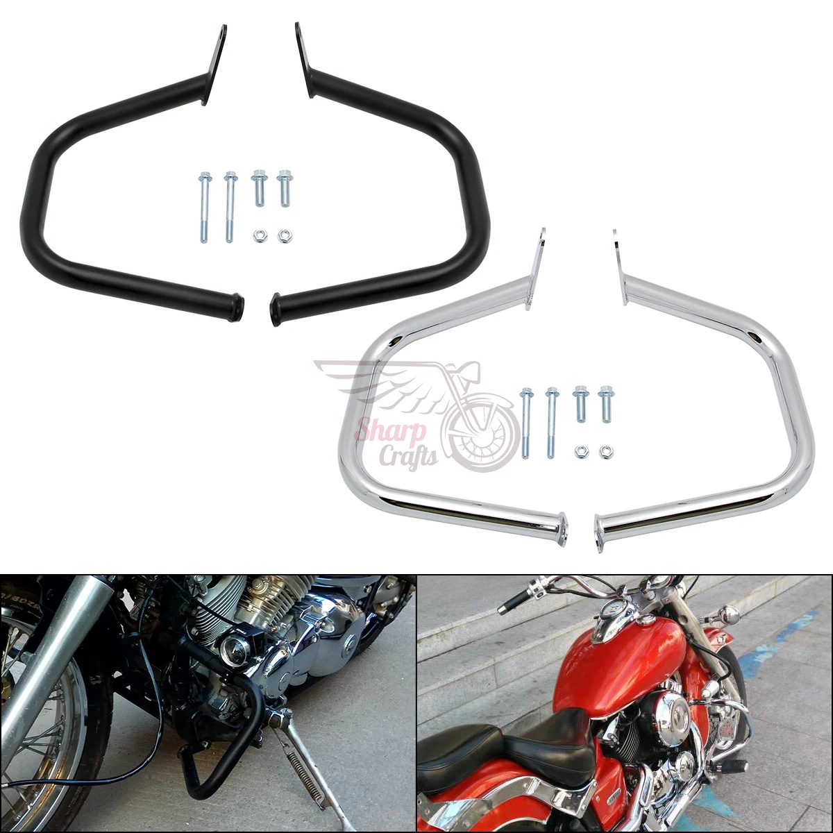 Engine Guard Highway Crash Bar Bumper For Yamaha Dragstar V-Star XVS 400 650 Classic 98-13 Dragstar DS 400 650 Custom 1997-2013
