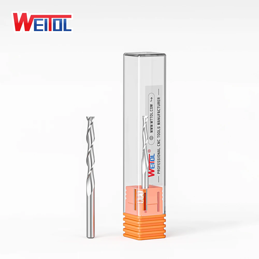 WeiTol 카바이드 엔드밀 CNC 라우터 비트, 더블 플루트 밀링 커터, 5A 3.175mm 1/8 인치 섕크, 2 플루트 나선형 비트