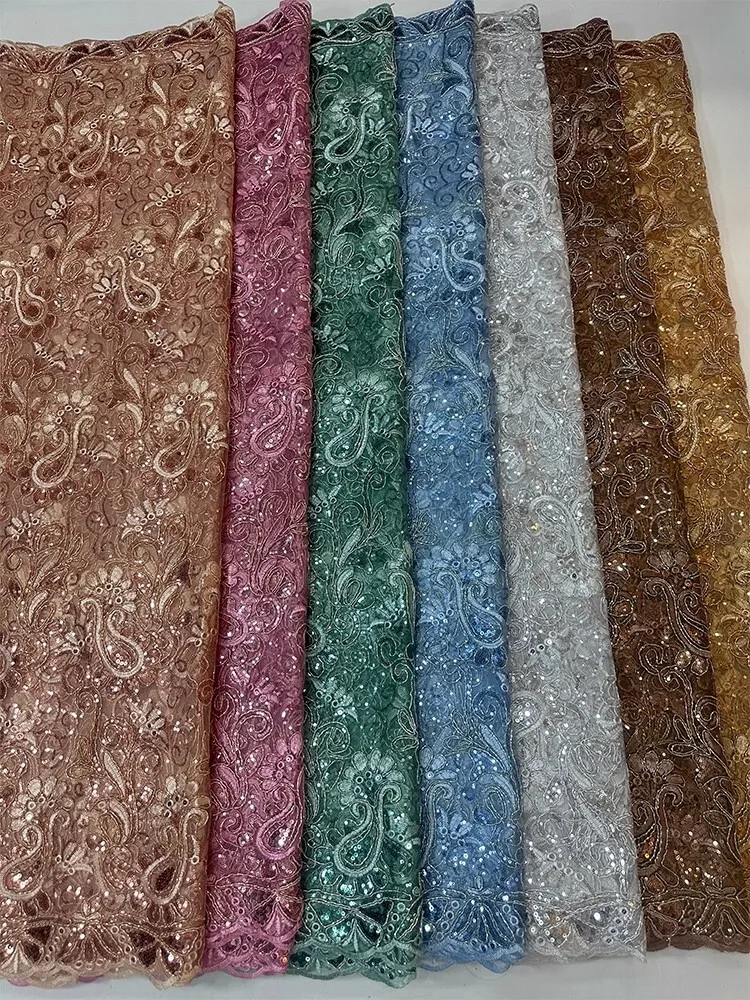 

1yard mesh fabrics Silver thread bow flower shaped sequin embroidery tissu Dress skirt accessories fabric for material