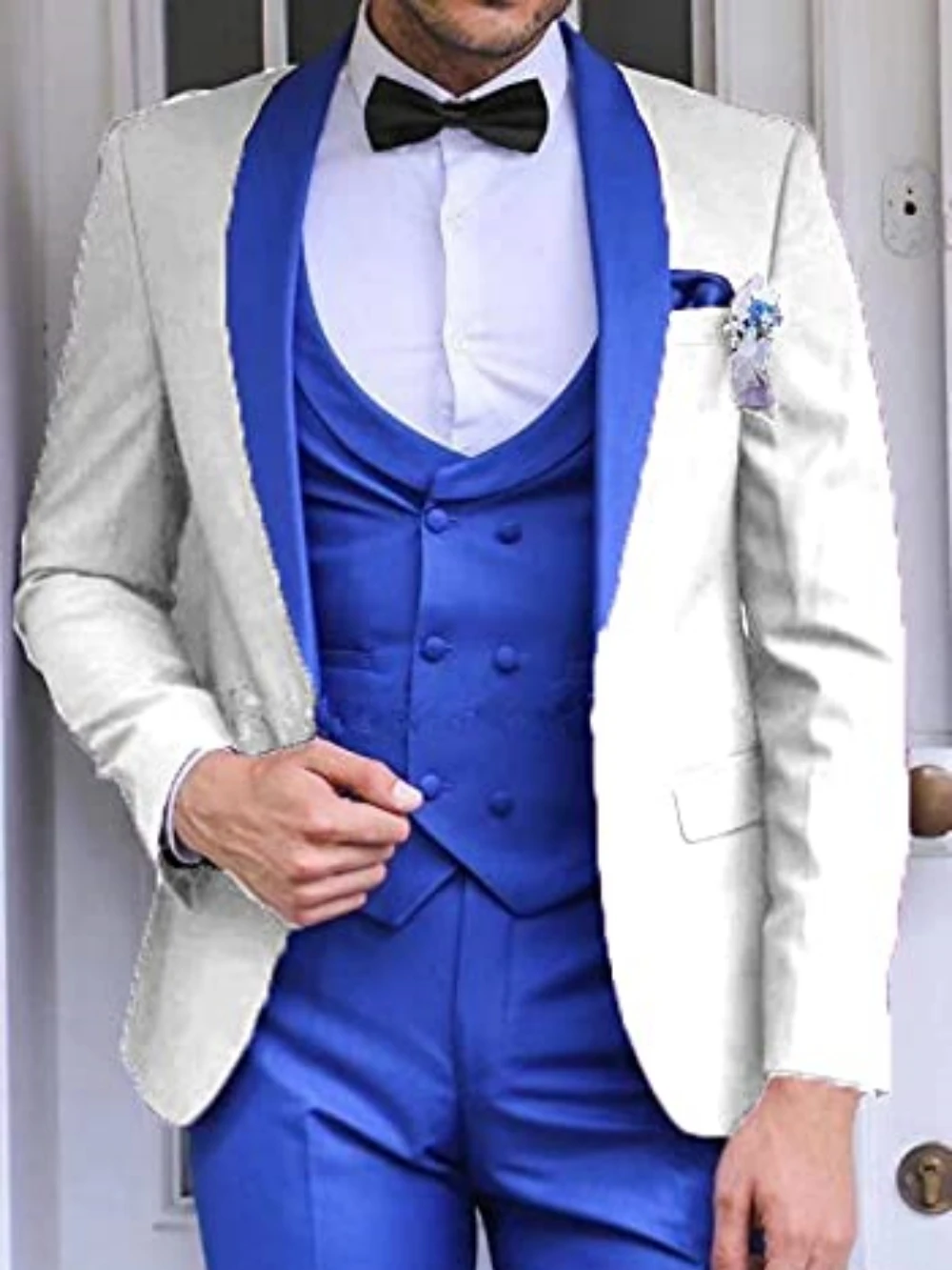 Terno formal de 3 peças, blazer, colete, calças com gravata borboleta grátis, conjunto de ternos de meninos de alta qualidade, smoking bonito para festa de casamento de aniversário