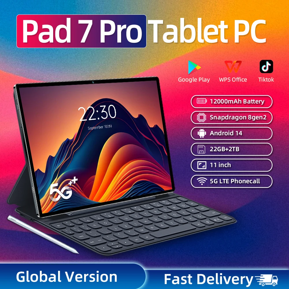 yZ[zViIWiAndroid 14^ubgPad 7 Pro 22TB+2TB Snapdragon 8gen2 5G WiFi 12000mAh fASIM GPS HD 4K O[oŃ^ubgPC