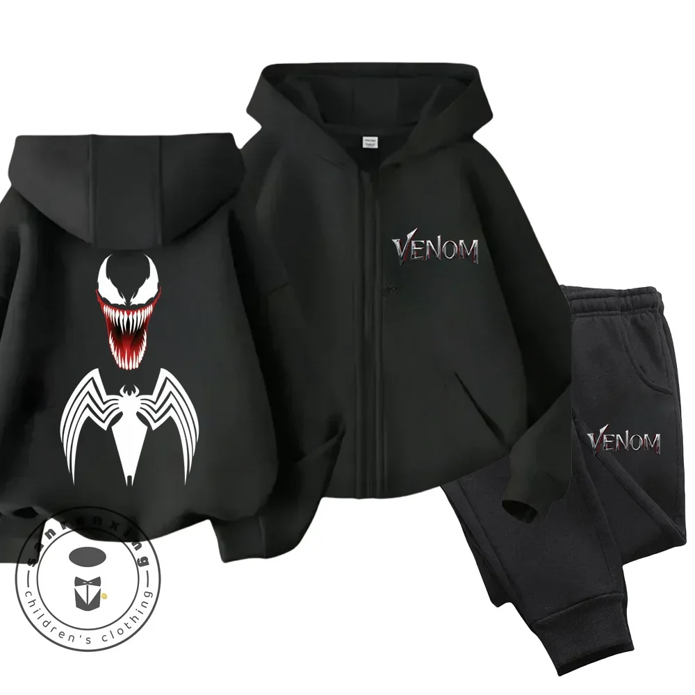 

Children Boy Venom Clothes Zipper Set Kid Girls Sport Sweatshirts Pullover Top And Pants Bottom 2pcs Suit Kid Long Sleeve