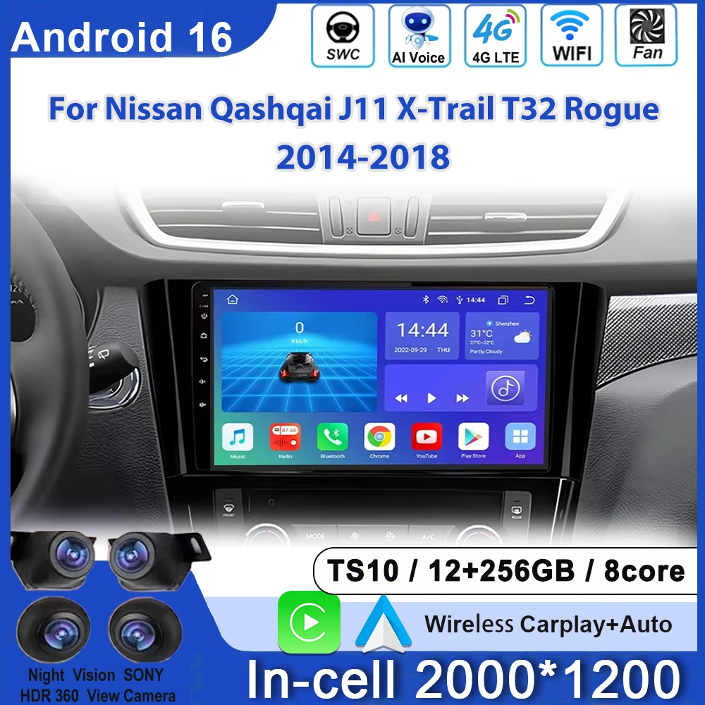 

Автомагнитола Android для Nissan Rogue X-Trail (X-Trail 3 T32 2013-2022) и Qashqai (J11) с GPS-навигацией и поддержкой Android Auto