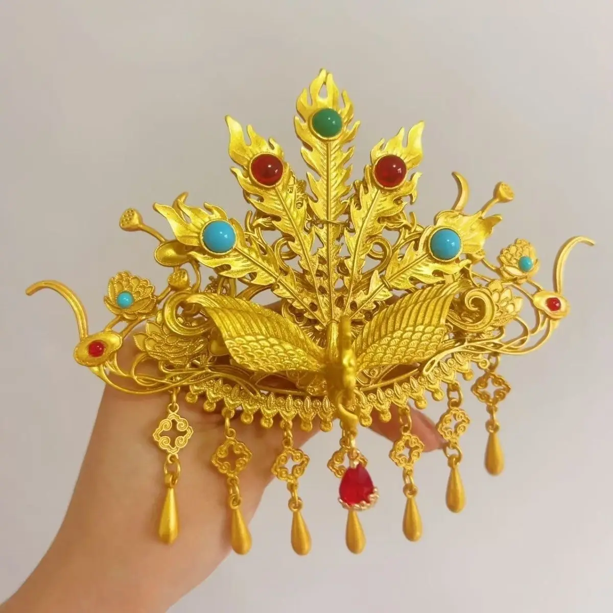 

Женский головной убор Золотой Феникс с бахромой Китайская заколка для волос