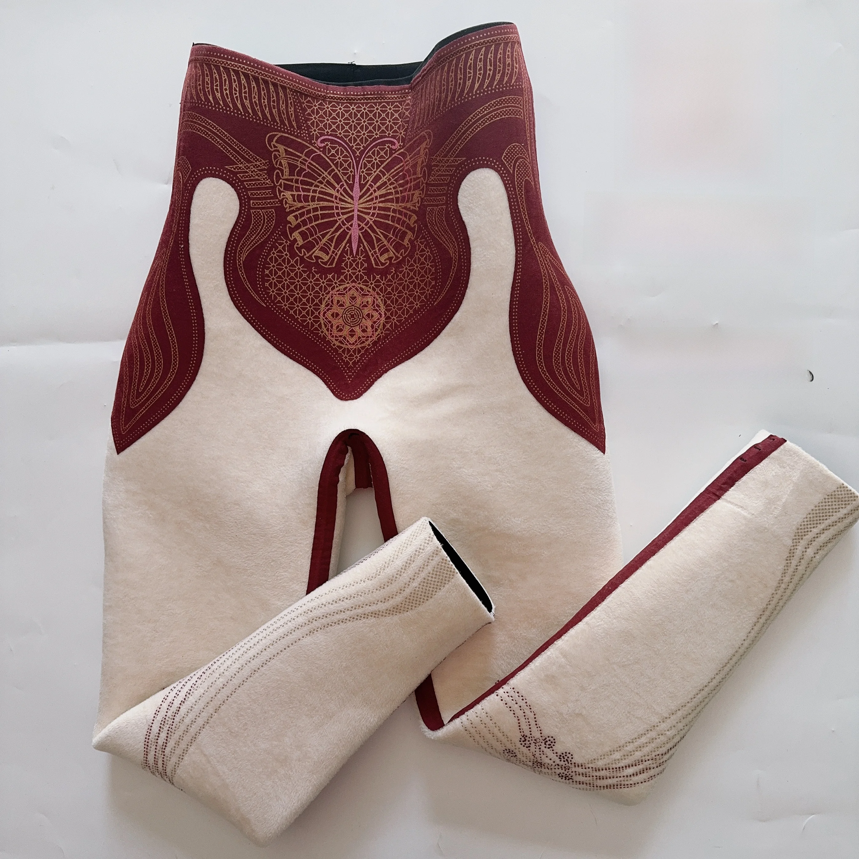 Pantalones de seda con cintura alta para mujer, ropa de abrigo con forro de Fce, pantalones de Arca para otoño e invierno, elemento térmico, tonificado dorado