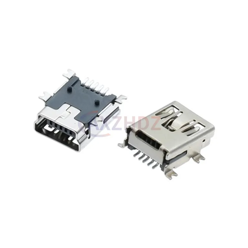 20PCS Type B 5Pin Mini USB Female Socket Right Angle Sinking plate DIP SMD 90 180 Degree Jack Connector Plug-in Data Interface