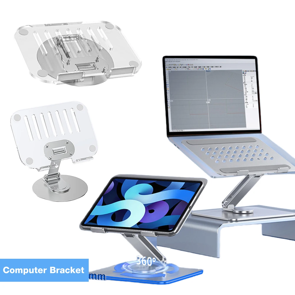 

Acrylic Desk Stand 360° Rotatable Transparent Tablet Holder Adjustable Cell Phone Bracket for iPad Samsung Xiaomi Huawei Pad