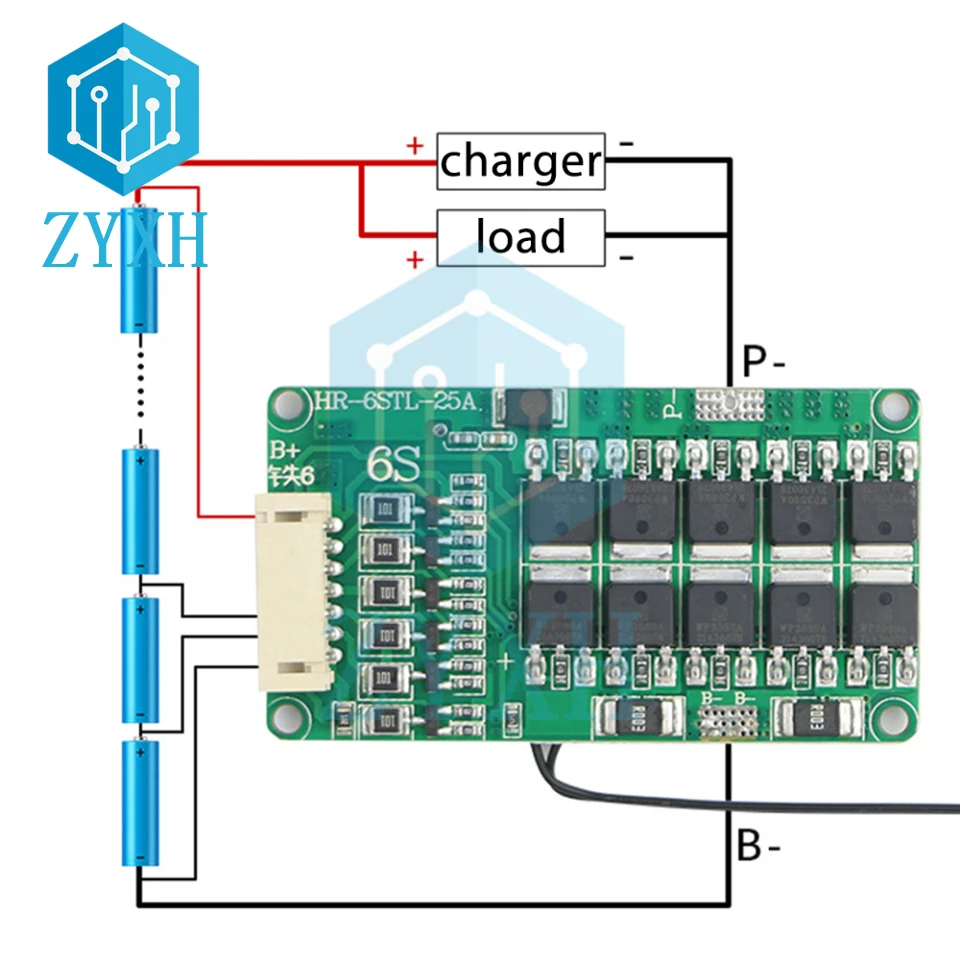 Balanced BMS 6S 21.9V 19.2V 25A 20A 15A LiFePO4 Battery Charge Board Common Port NTC Temperature Protection For Ebike Escooter