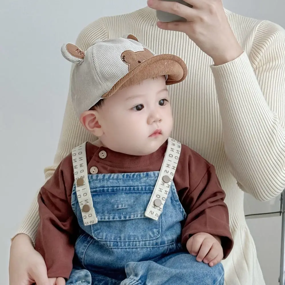 

Sweet Cotton Infant Bucket Hat Wide Brim Sunscreen Baby Sunhat Kawaii Cartoon Bear Newborn Flat Cap Boy Girls