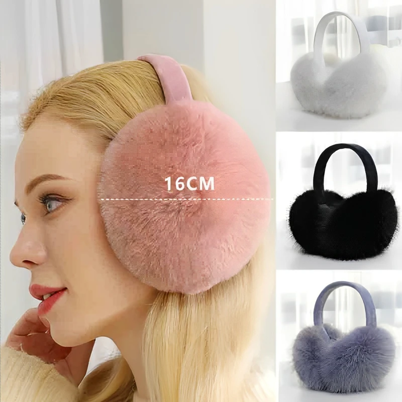 Soft Plush Ear Warmer Winter Earmuffs for Women Men Fashion Solid Color Earflap Outdoor Cold Protection Ear-Muffs Ear Cover