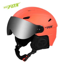 BATFOX-casco de esquí con gafas integradas para hombre y mujer, de alta calidad, para deportes al aire libre, esquí, Snowboard, monopatín