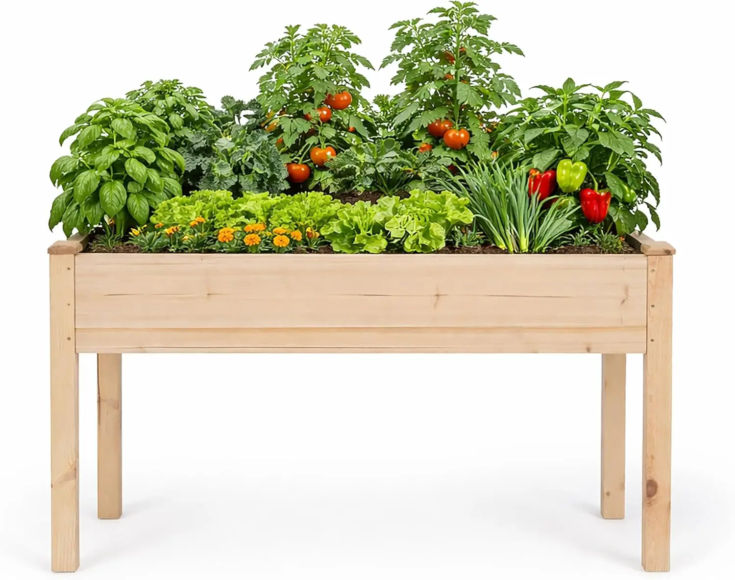 

Приподнятая деревянная грядка 48x24x30 дюймов с вкладышем для выращивания овощей, цветов и трав на открытом воздухе