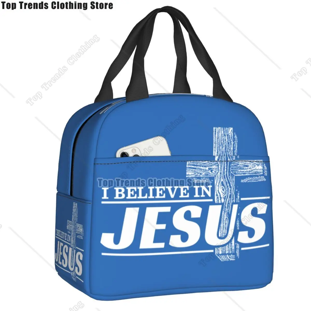 I Believe In Jesus Christ Lunch Bag Thermal Cooler Insulated Bento Box Children for Women Work School Food Picnic Tote Bags