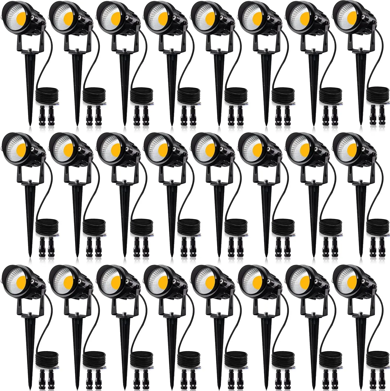 24 Pack Low Voltage Landscape Lights LED 12W Landscape Lighting with connectors AC/DC 12V-24V Outdoor Spotlight