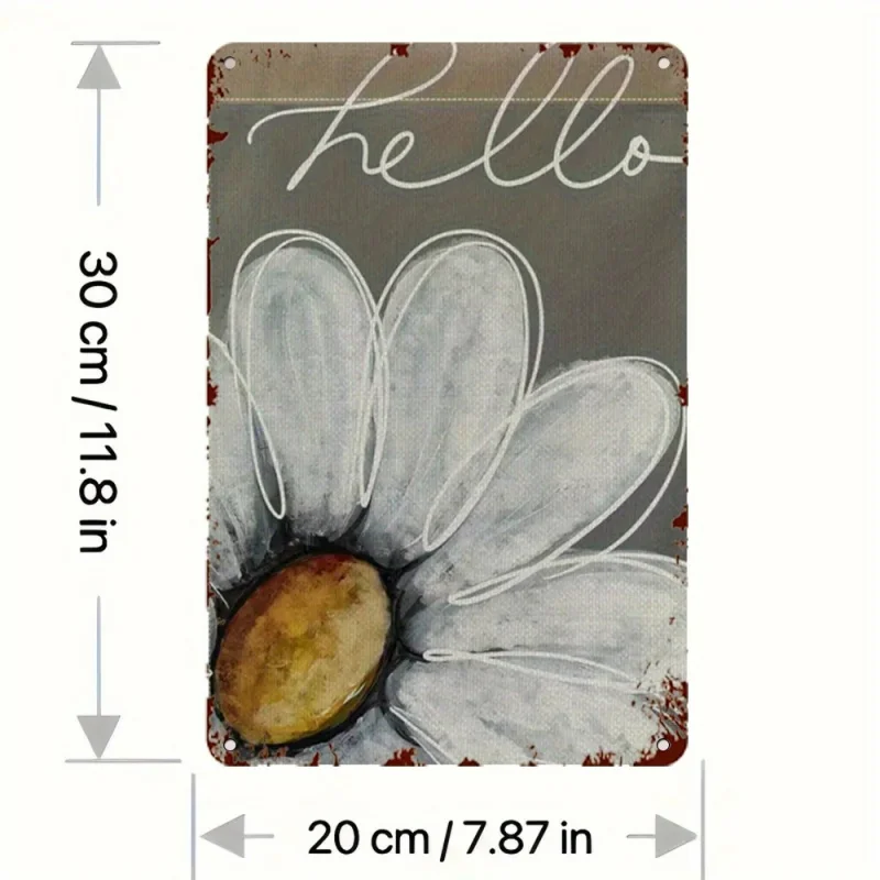 Vintage Daisy Metal Plated Jar Pattern Design - 8X12 Inch，Edge decoration，No electricity required