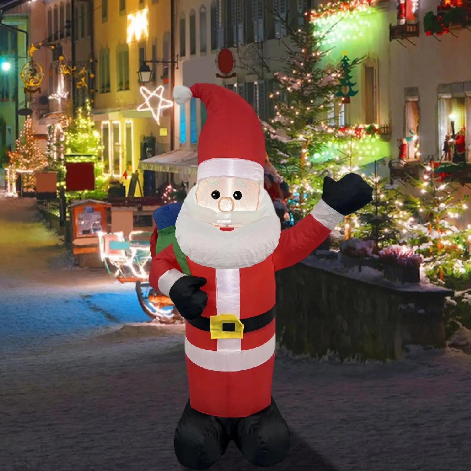 

Гигантский надувной реквизит Санта-Клауса, полиэстер, рождественский декор, уличное праздничное украшение для двора с огнями для дома и сада