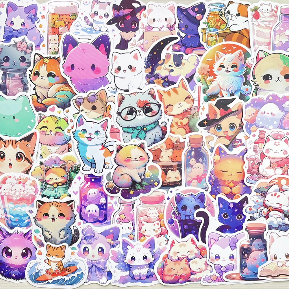 

10/30/50PCS Cute Cartoon Cat Anime Stickers Aesthetic Animal Decals for Kid DIY Skateboard Laptop Guitar Kawaii PVC Sticker Gift