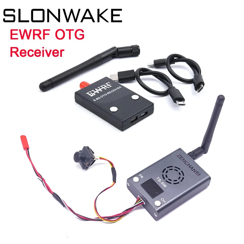 Transmisor de largo alcance 5,8G 56CH, TS-5W, FPV, módulo FM, Audio y cámara CMOS 1200TVL con EWRF OTG, receptor para teléfonos Android