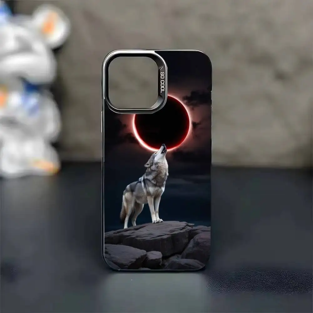 Alpha S-Sigma Wolf Telefoonhoesje voor iPhone 17 16 15 14 13 12 11 Pro Max Plus Zilver Mat Zwart Cover