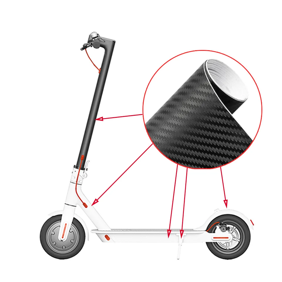 3d fibra de carbono adesivos 30cm x 127cm para xiaomi m365 pro scooter elétrico decoração decalque capa adesivo envoltório da pele acessórios