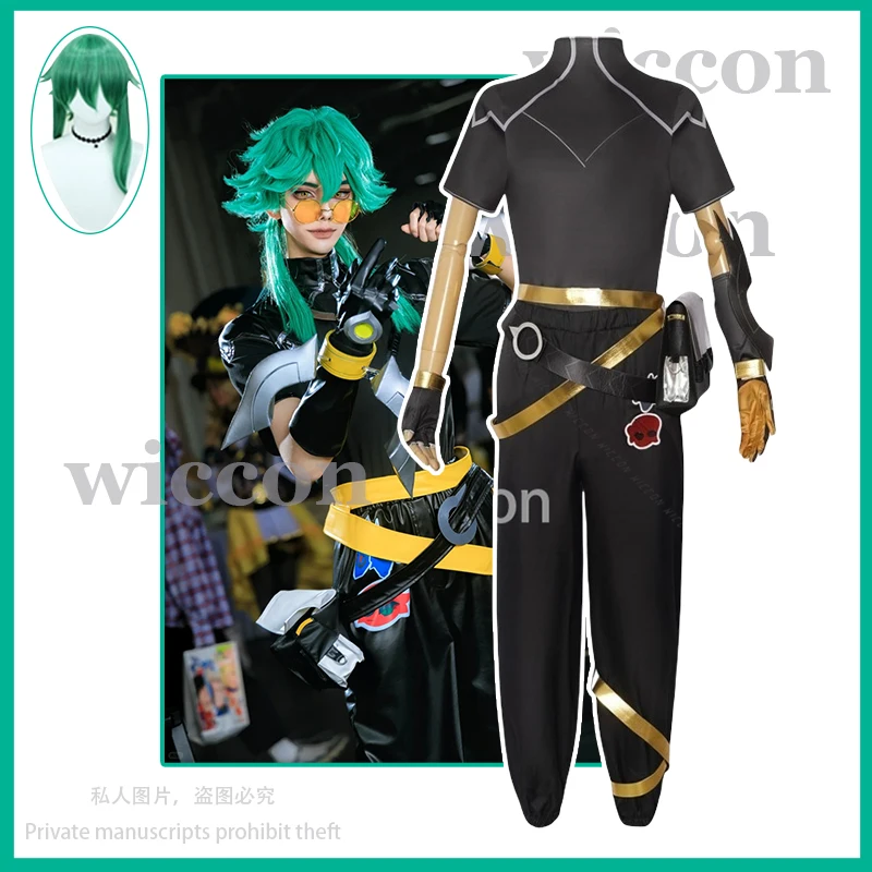 

LoL Cosplay Anime Game Ezreal Cosplay HEARTSTEEL COSTUME T-shirt Pants Belt and Wigs For Halloween Christmas Man Cos Customized