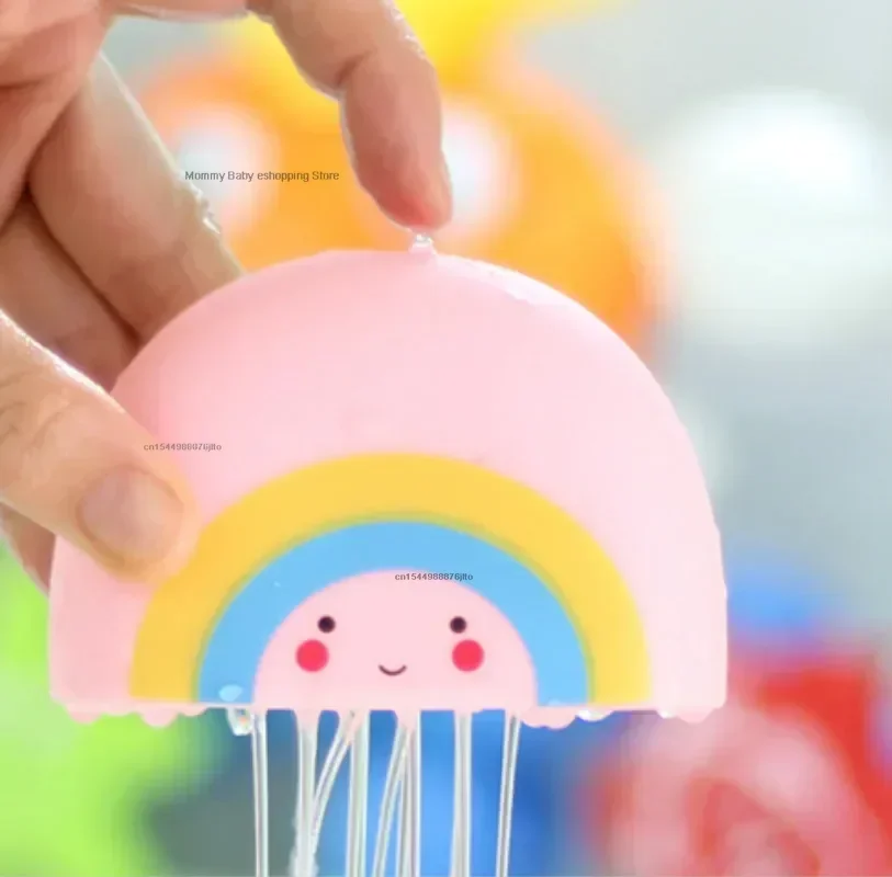 Creative Bath Weather Toy Soft Glue Bathroom Clouds Raindrop Rainbow Thunderstorm Shower Floating Play Water Educational Toy