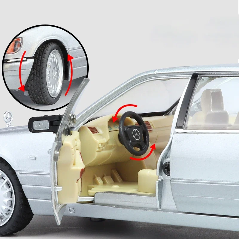 W140 Legering gegoten speelgoedautomodel Geluid en licht Kinderspeelgoedcadeau