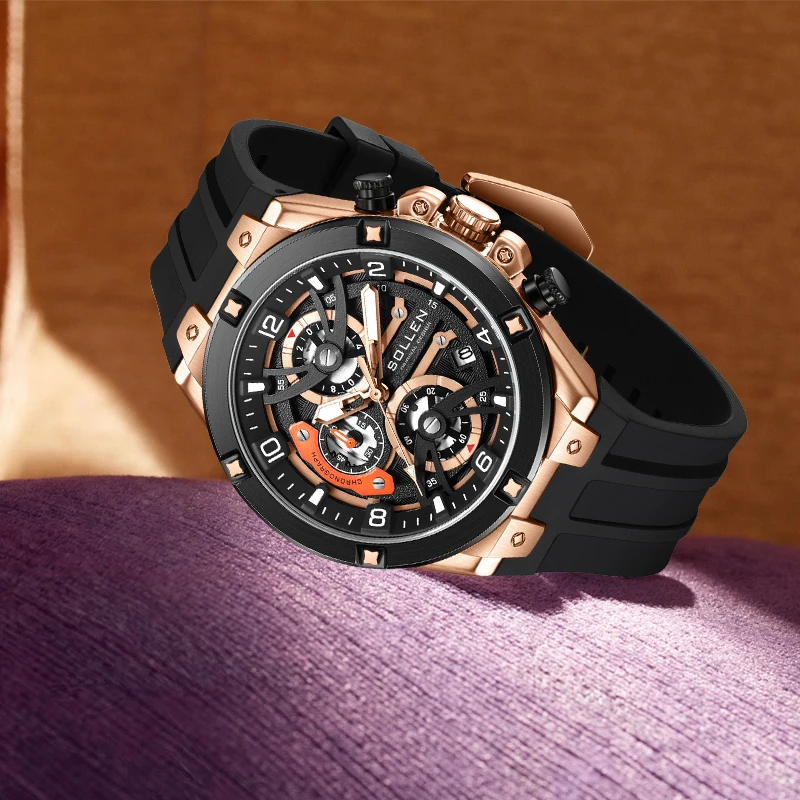 LOBINNI Men Watches Switzerland Luxury Brand Sapphire Waterproof Moon Phase Japan Miyota Quartz Movement Male Clock L3603M