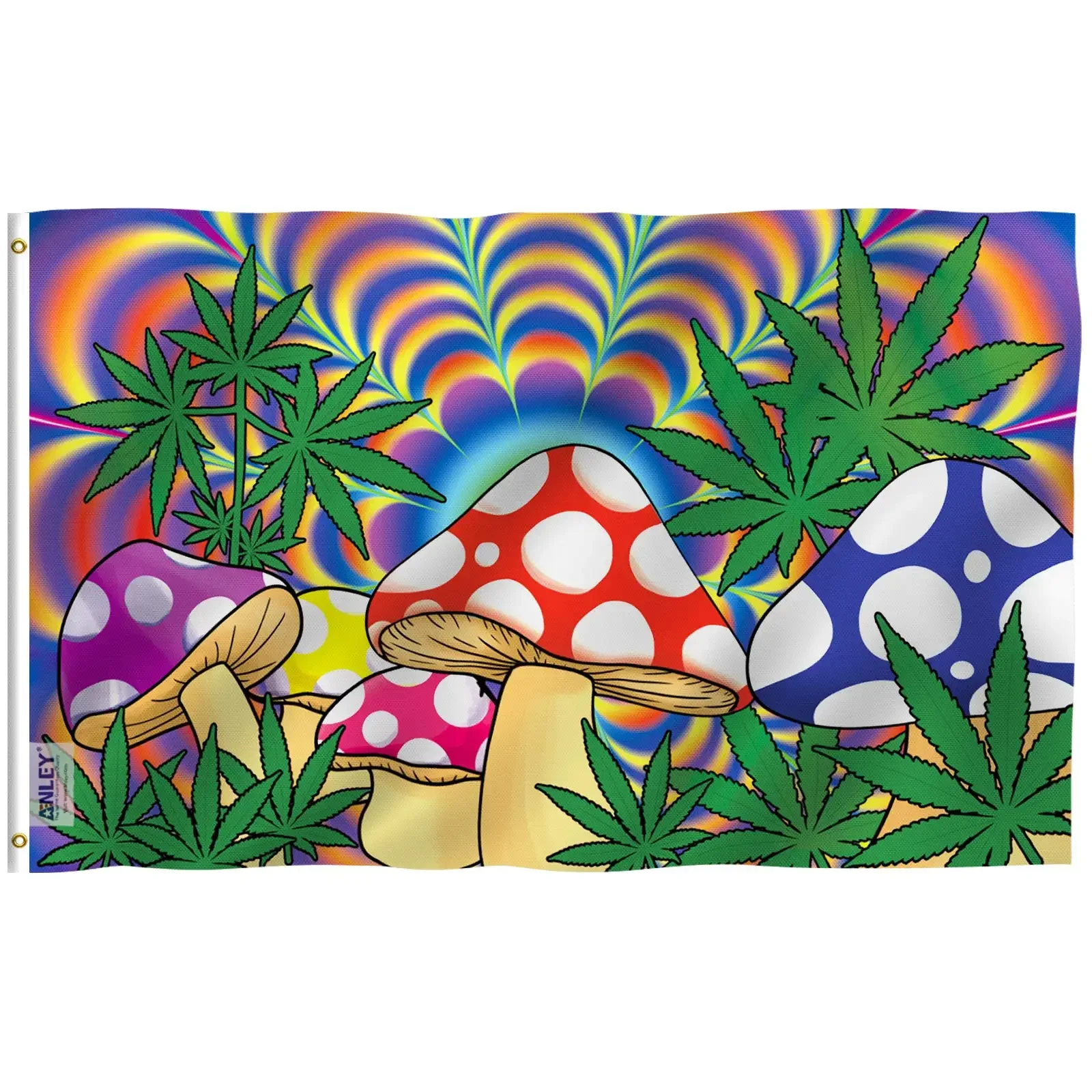 Weed Mushroom Flag  Vivid Color and UV Fade Resistant Flag Canvas Header and Double Stitched Weed Shrooms Flags Polyester