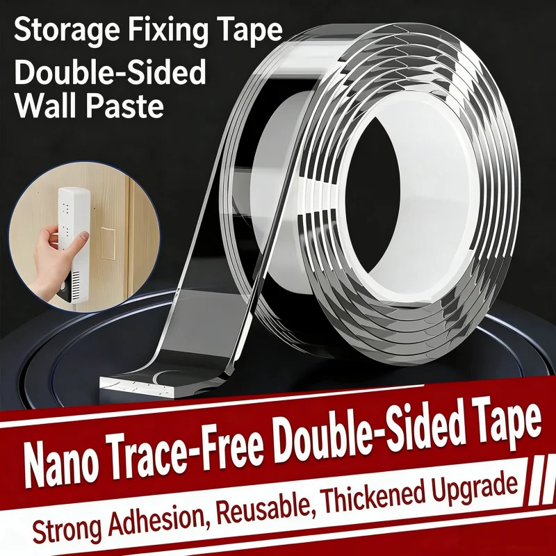 Clear Nano Double-Sided Magic Tape, High Tack No Trace Wall Sticker, Washable Reusable Waterproof Adhesive Tape, No Drill Heavy