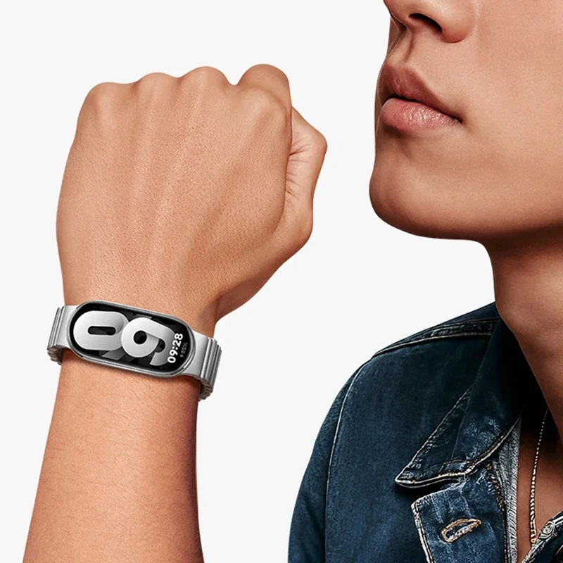 الأصلي Xiaomi شريط للرسغ اكسسوارات ل Xiaomi MI الذكية الفرقة 8/9/10 الفولاذ المقاوم للصدأ فيتون الحرير الطبيعي استبدال معصمه