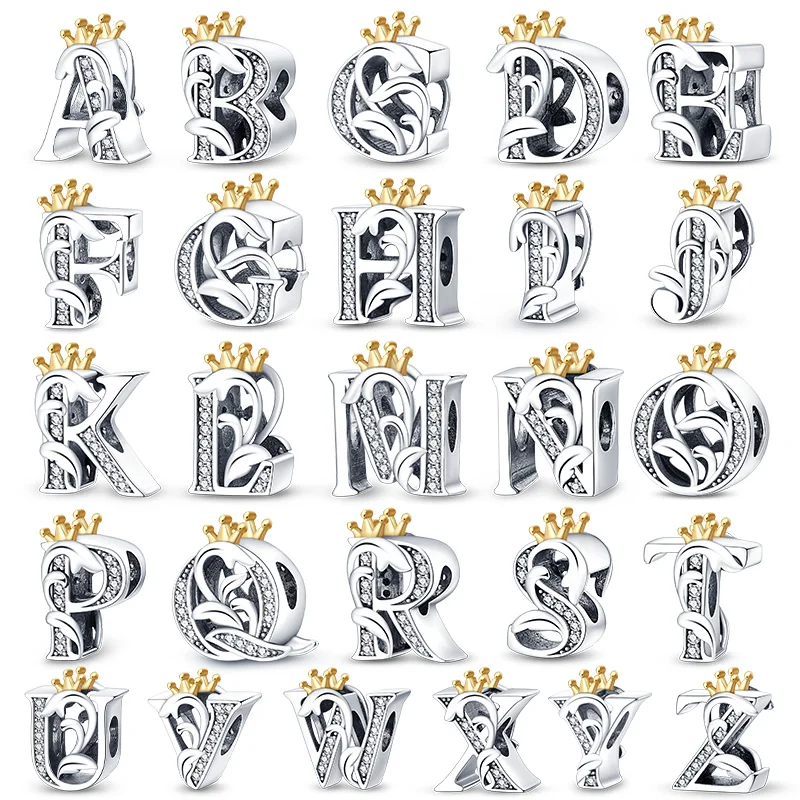 New 925 Sterling Silver Creative Letters A-Z Charms Beads For Women Fit Original Bracelet DIY Birthday Party Jewelry Gifts