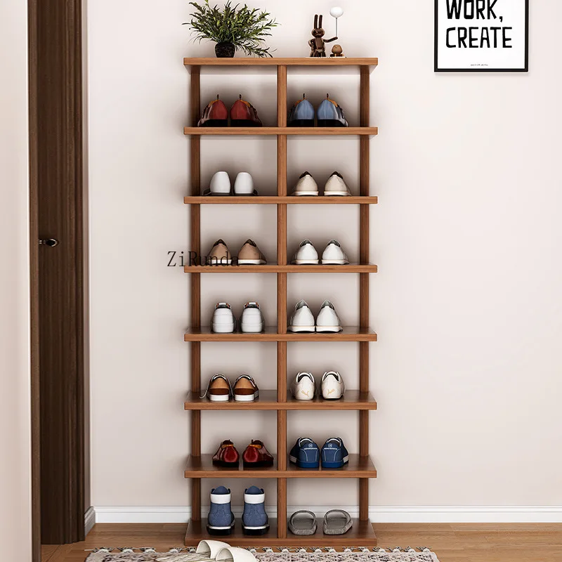 Portable Adjustable Modern Wooden Shoe Rack-6 Shelf Rotary Foldable Save Space