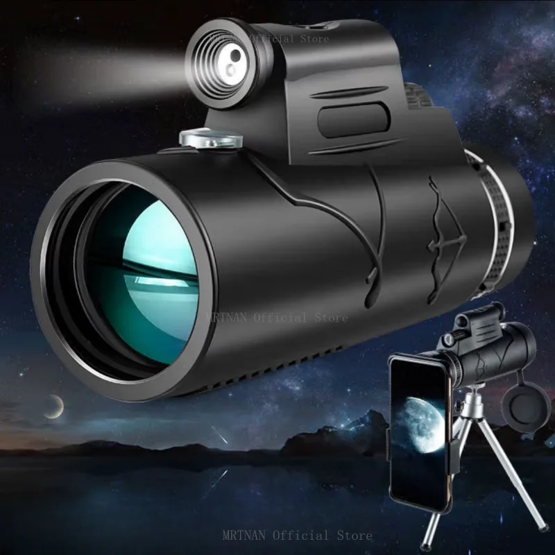 

50X60 HD Professional Telescope Monocular Night Powerful Binoculars Long Range Zoom with Tripod Phone Clip Hunting Camping