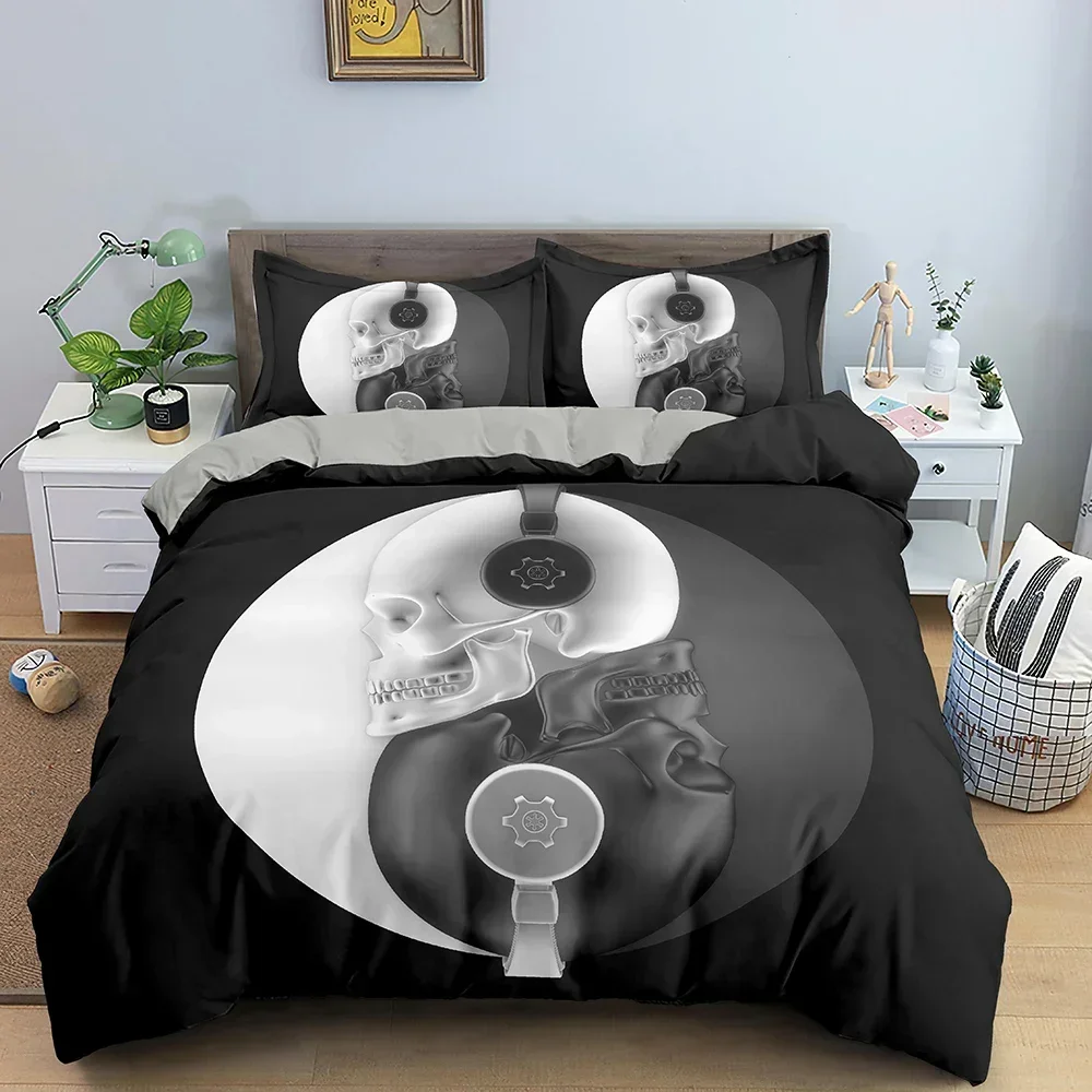 

3D Skull Comfortable Duvet Quilt Cover Pillowcase Bedding Set Children Bedroom Decoration Home Textile