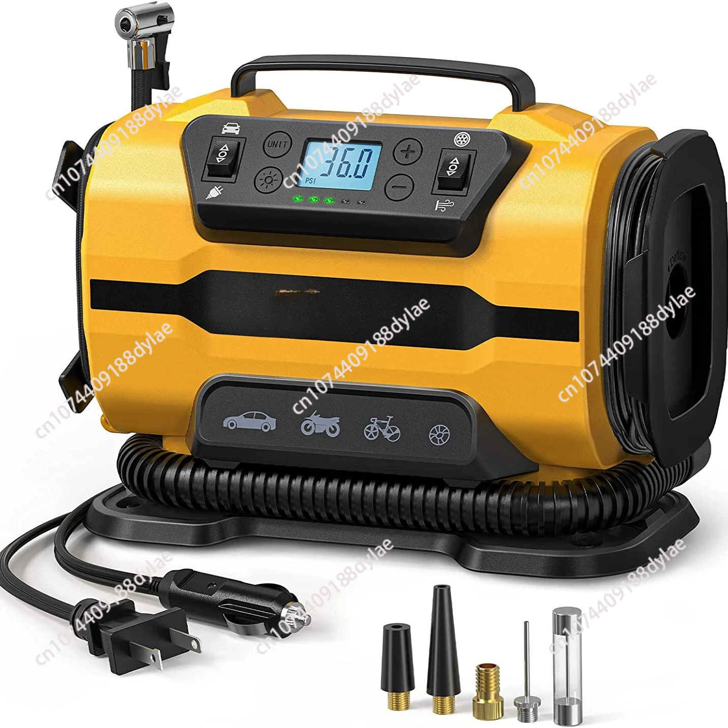 Air Compressor Portable Dual Power 110V-230V AC/DC Air Car Compressor Inflator Pump Tire Inflator for Car Boat Bicycle Mattress