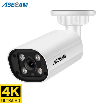 Asecam กล้องวงจรปิด8MP POE IP Camera 4K, 15fps กลางแจ้งตรวจจับล่าเหยื่อ4MP เสียง ONVIF มีแสงคู่รักษาความปลอดภัย
