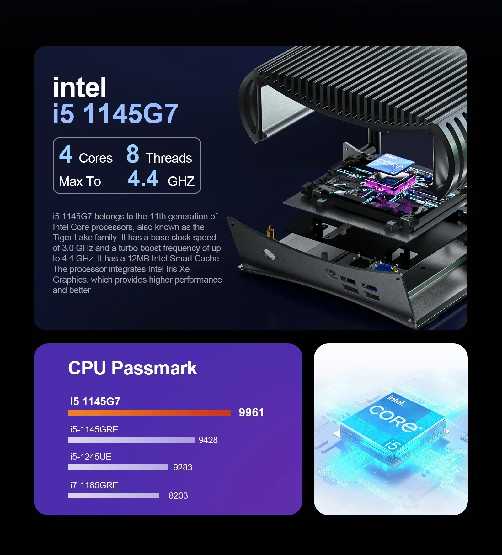 Imagem -03 - Chatreey Tk11-f 11th Intel Core i5 1145g7 Mini pc Nvme Ssd 3x4k @ 60ghz Thunderbolt Computador Dual Lan Firewall Server