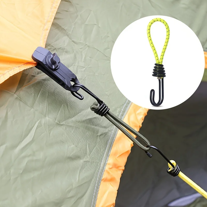 High Strength Reflective Bungee Cord Set (5Pcs), Double Hook Elastic Straps, Durable Tie-Down Belts for Bicycle, Camping use