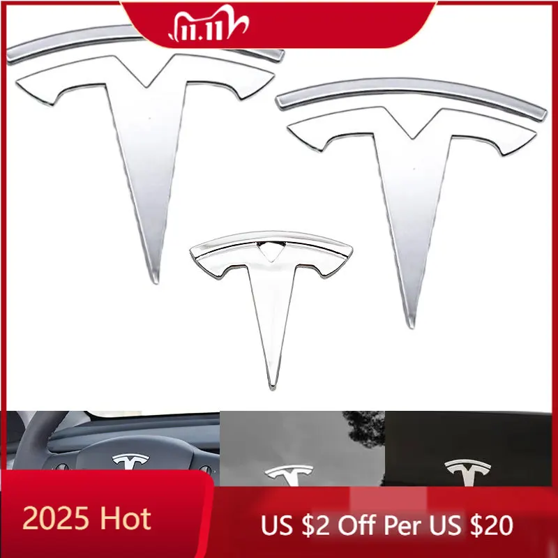 

Автомобильная наклейка, 3 шт., ABS, эмблема на передний капот автомобиля, значок на задний багажник, наклейка на крышку рулевого колеса для Tesla Model 3 Model Y, наклейки, доступ